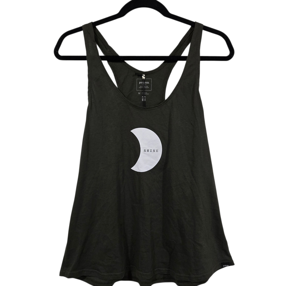 Prana Women's Black 'Shine' Crescent Organic Cotton Tank Top Sustainable NWT M